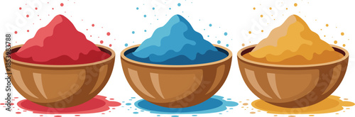 Vibrant colored powders in wooden bowls for creative projects