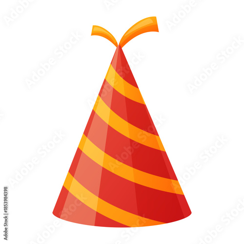 Party hat icon in flat vector style. Festive birthday and celebration accessory for events, holidays, greeting cards, invitations, app UI and party design elements