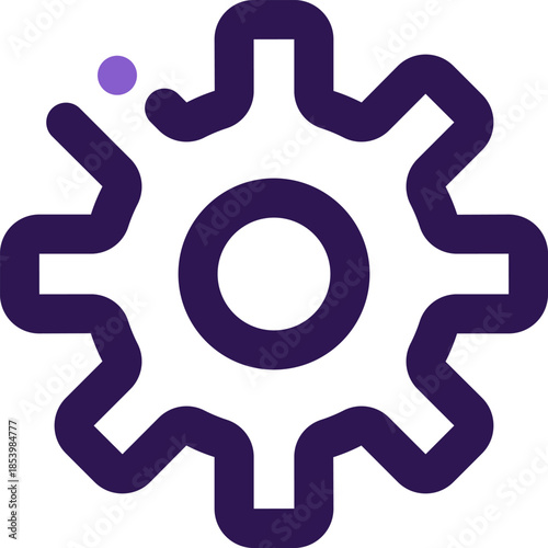 Settings gear icon in modern flat vector style. System, configuration and control symbol for UI, app, web dashboard and software interface design