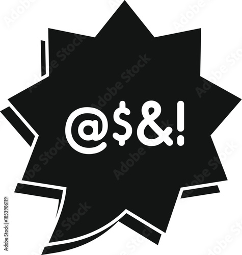 Black speech bubble containing censored vulgar language expressing anger and insult