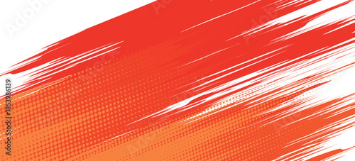 Abstract Sports Background with Orange and Red Gradient Brushstrokes and Halftone Effect