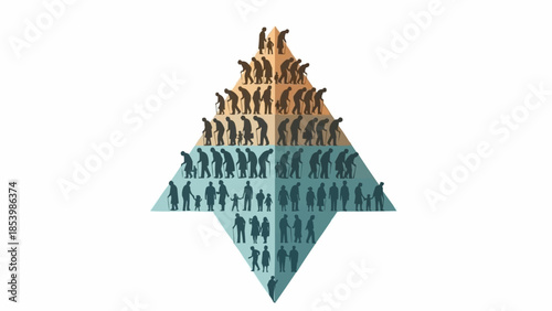 Human pyramid structure representing social hierarchy and teamwork.