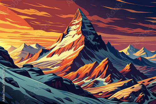 steep slope of the Matterhorn rises sharply through alpine terrain, showcasing extreme elevation, rocky surfaces, and iconic European mountain geometry