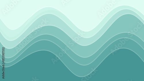 Minimal gradient waves in pastel teal and mint with smooth flowing curves and a calm modern abstract aesthetic