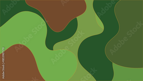 Gradient blobs in moss, lime, and earthy brown with smooth organic shapes and a modern abstract aesthetic