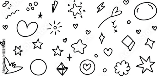 A collection of hand drawn doodles and icons