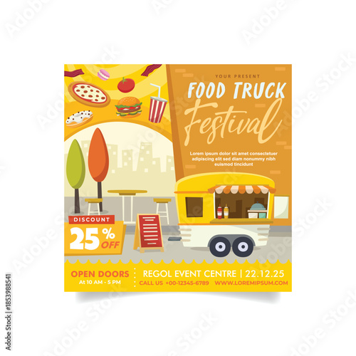Food Truck Festival Design With Illustration and Elements