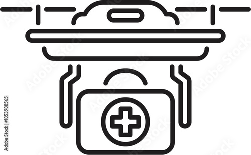 Modern technology supporting healthcare with drone delivering first aid kit, symbolizing innovation in medical assistance