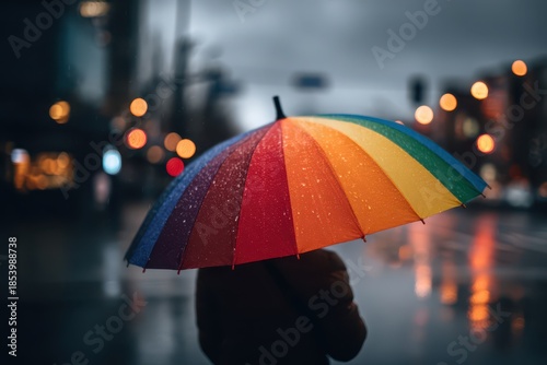 Wallpaper Mural Bright rainbow canopy contrasts with rain-soaked pavement Torontodigital.ca