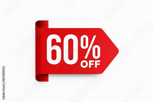Discount offer tag with 60 percent off