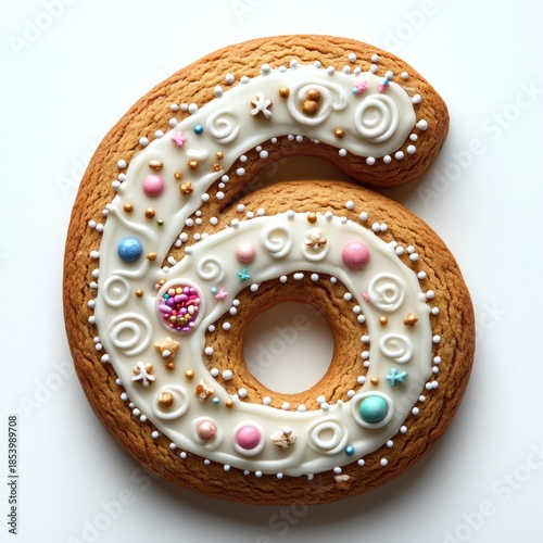 Delicious Decorated Gingerbread Cookie Number Six Sweet Treat