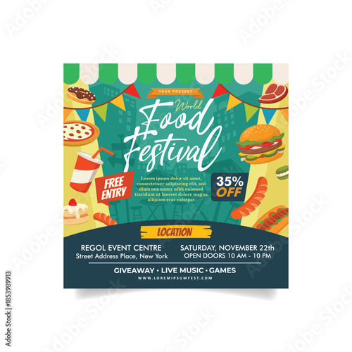 Food Festival With Illustration and Elements