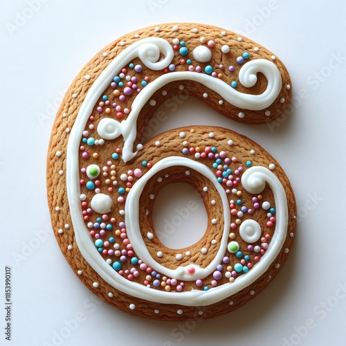Delicious Decorated Gingerbread Cookie Number Six Sweet Treat