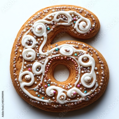 Delicious Decorated Gingerbread Cookie Number Six Sweet Treat