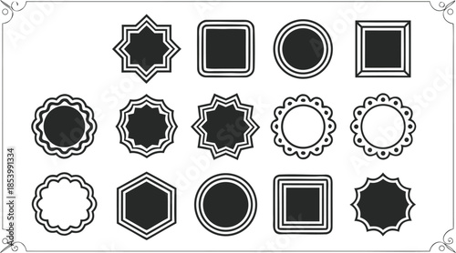 18.epsSet of Decorative Vintage Badge Frames and Minimalist Border Elements