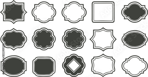 Set of Decorative Vintage Frames and Ornate Label Borders