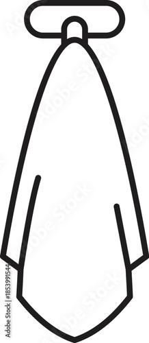 Simple line drawing of a clean towel hanging on a wall mounted hook, perfect for minimalist bathroom and spa illustrations