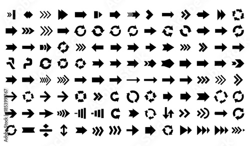 Simple black vector arrow mega set for infographics diagrams and presentation design
