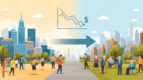 People moving from city to suburban life with financial decline.