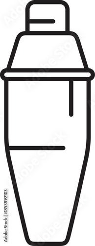 Simple line drawing of a cocktail shaker, perfect for representing bartending, mixology, and cocktail preparation