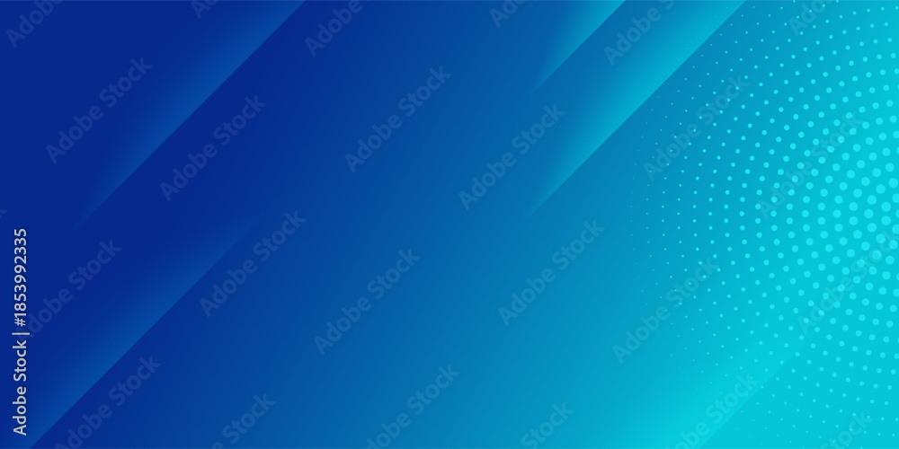 Obraz premium Modern blue abstract gradient background with diagonal shapes and halftone dot pattern, clean futuristic design for business presentations, technology branding, website headers, corporate banners.