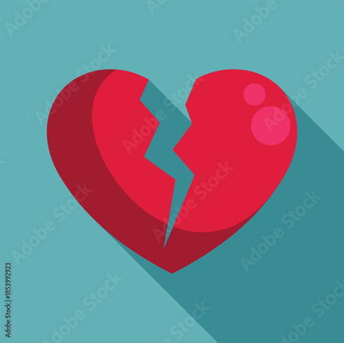 Red broken heart representing the end of love, divorce, or heartbreak, symbolizing sadness and emotional pain