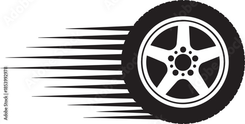 Car wheel moving forward motion