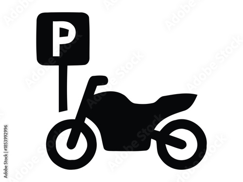 Motorbike parking icon Isolated flat vector. Motorbike parking logo set collection