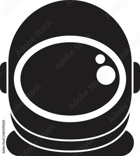 Black and white illustration of an astronaut's helmet, essential for survival in the harsh conditions of space exploration