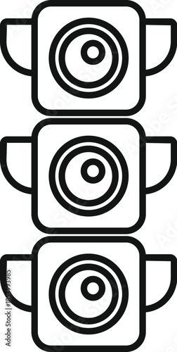 Simple line drawing of a traffic light with visors, representing traffic flow control and safety regulations