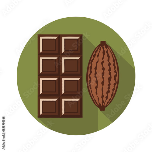 Chocolate bar and cocoa bean Vector on white background