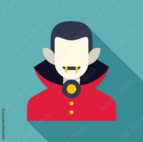 Vampire avatar wearing a red cape, featuring a simple flat design and long shadow