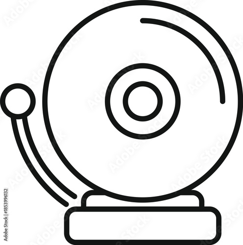Line art icon illustrating a school bell ringing a notification alarm