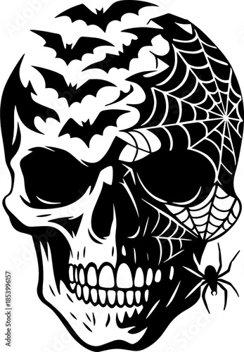 Skull Halloween SVG, Halloween shirt Svg, Spooky Haunted hallows eve Creepy SVG