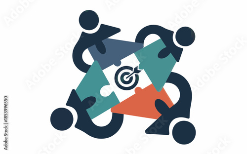 Teamwork puzzle goal concept