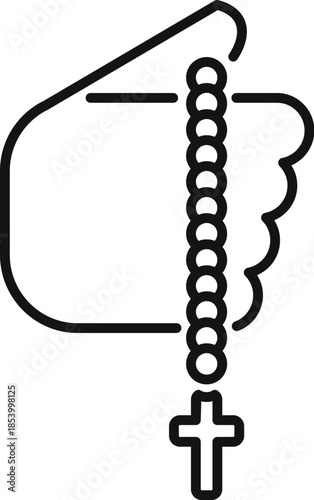 Hand holding rosary beads with a cross representing faith and prayer