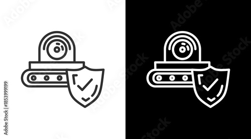 Cctv White Icon Set Vector 