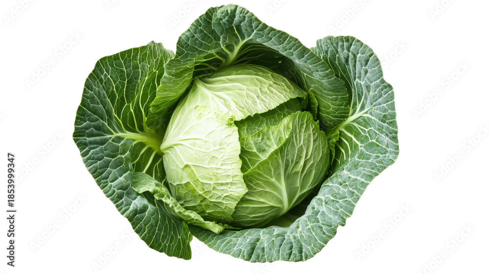 Fototapeta premium Fresh green cabbage, healthy vegetable, leafy produce, organic food ingredient