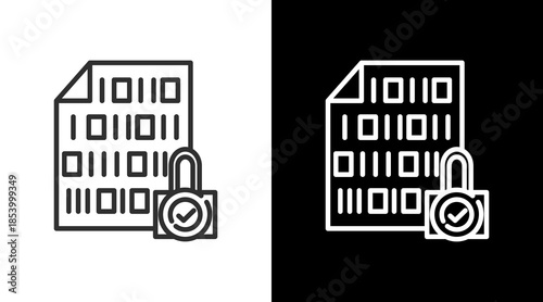 Encryption White Icon Set Vector 