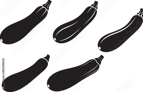 Zucchini silhouette set vector graphics