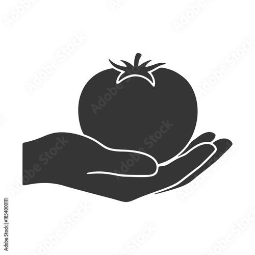 トマトを持つ手のシルエットアイコン