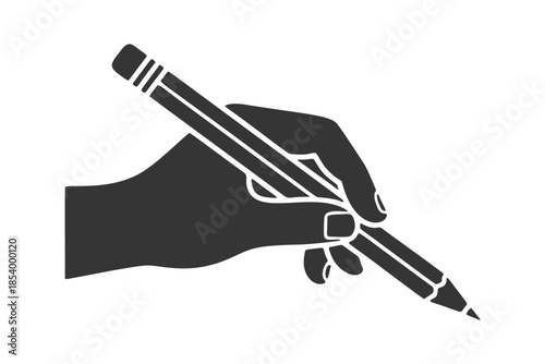 鉛筆を持つ手のシルエットアイコン