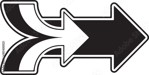 Two Way Right Arrow Sign Indicating Path Choice Decision in Road or Highway with Guide and Navigation Symbol 130 Characters