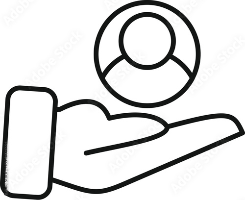 Hand offering a user profile icon symbolizing customer support and client service