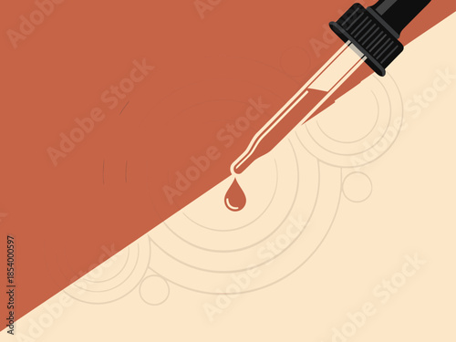 A dropper dispenses serum onto skin, creating a ripple effect. Modern, minimalist design with a focus on skincare and texture. Clean, professional aesthetic.