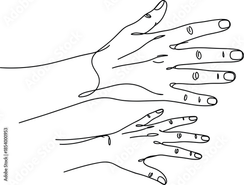 Hand anatomy illustration showing finger joints bones points line art medical diagram isolated white background education reference healthcare science vector