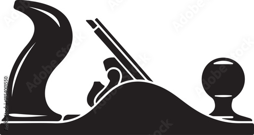 Classic metal wood hand plane woodworking tool silhouette isolated on a transparent background for craftsmanship