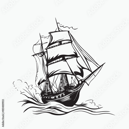 ship on a sea background