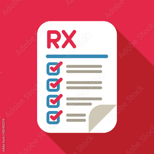 Rx symbol and checklist on paper, symbolizing medication management and health