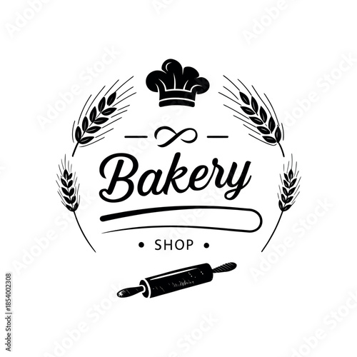 bakery shop logo design silhouette vector line art logo design